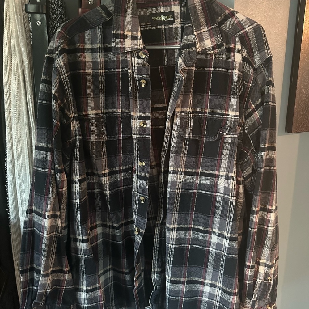 WorkNGear Black Brown and Gray Button Down Shirt